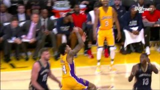 April 11, 2017 - Pelicans vs. Lakers - Brandon Ingram Posterizes Cheick Diallo