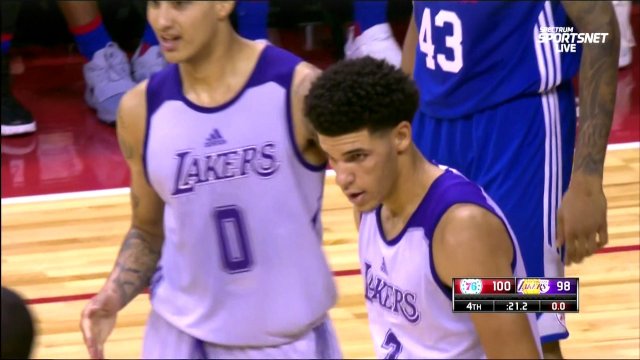 July 12, 2017 - 76ers vs. Lakers - Lonzo Ball Ties The Game Late With And 1 Layup