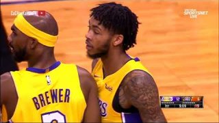 October 20, 2017 - Lakers vs. Suns - Lonzo Ball To Corey Brewer To Brandon Ingram For And 1 Dunk