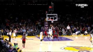 November 30, 2014 - Raptors vs. Lakers - Carlos Boozer Tip In To End The 1st Half