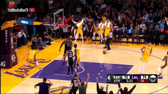 January 11, 2018 - Spurs vs. Lakers - Kentavious Caldwell-Pope Alleyoop To Larry Nance Jr.