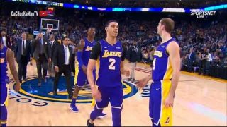 March 14, 2018 - Lakers vs. Warriors - Lonzo Ball Goes The Length Of The Court For Putback Layup