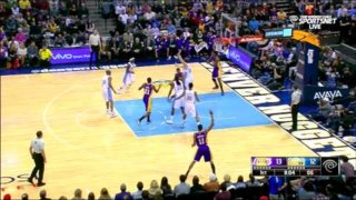 December 30, 2014 - Lakers vs. Nuggets - Ronnie Price No Look Pass To Jordan Hill