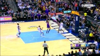 December 30, 2014 - Lakers vs. Nuggets - Ronnie Price Off The Backboard To Wesley Johnson For Dunk