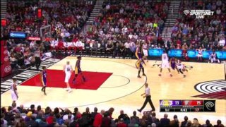 January 5, 2015 - Lakers vs. Trail Blazers - Nick Young Makes Three Pointer From Near Halfcourt
