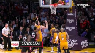 January 13, 2015 - Heat vs. Lakers - Nick Young Blows The Fastbreak Dunk