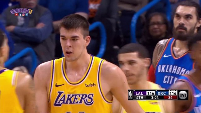 Ivica Zubac Posterizes Russell Westbrook - Lakers vs. Thunder - January 17, 2019