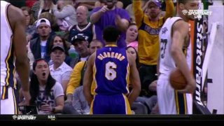 February 25, 2015 - Lakers vs. Jazz - Jordan Clarkson Posterizes Dante Exum