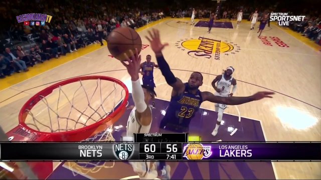 LeBron James Chase-Down Block On D'Angelo Russell - Nets vs. Lakers - March 22, 2019