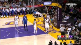 March 22, 2015 - 76ers vs. Lakers - Tarik Black Blocks JaKarr Sampson