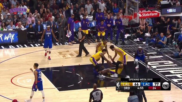 LeBron James Chasedown Block And Takes A Charge - Lakers vs. Clippers - October 22, 2019