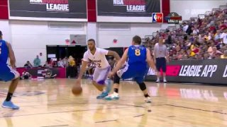 July 14, 2014 - Warriors vs. Lakers - Kendall Marshall To Trevor Mbakwe For Dunk
