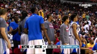 July 11, 2015 - Lakers vs. 76ers - Larry Nance Jr. Blocks Jahlil Okafor