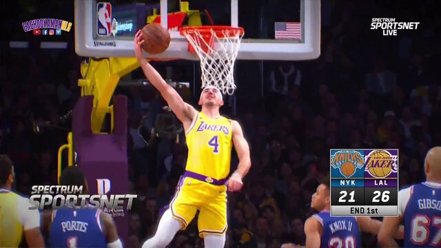 Alex Caruso Reverse Baseline Dunk - Knicks vs. Lakers - January 7, 2020