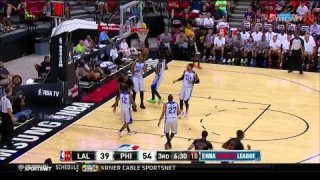 July 16, 2014 - Lakers vs. 76ers - Julius Randle No Look Pass To Trey Thompkins