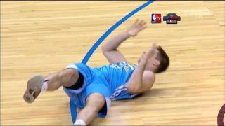July 18, 2014 - Nuggets vs. Lakers - Halil Kanacevic Trips Over The Floor