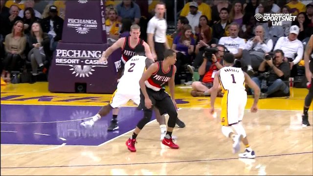 November 22, 2015 - Trail Blazers vs. Lakers - Brandon Bass Dunks On Mason Plumlee