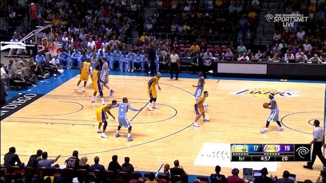 October 6, 2014 - Nuggets vs. Lakers - Kobe Bryant To Jordan Hill For Dunk