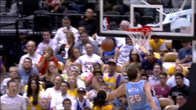 October 6, 2014 - Nuggets vs. Lakers - Timofey Mozgov Misses Dunk