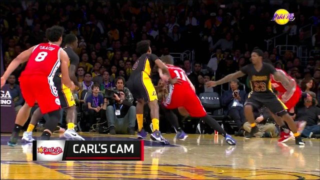 January 1, 2016 - 76ers vs. Lakers - D'Angelo Russell Behind The Head Pass To Julius Randle