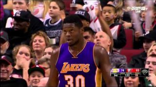 January 23, 2016 - Lakers vs. Trail Blazers - Julius Randle Blocks Gerald Henderson