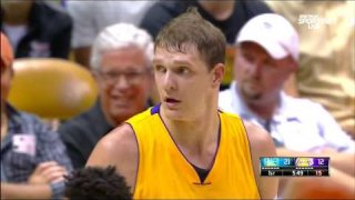 October 19, 2016 - Warriors vs. Lakers - Timofey Mozgov Blocks Stephen Curry
