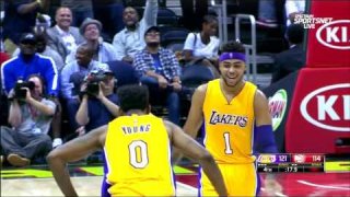 November 2, 2016 - Lakers vs. Hawks - Julius Randle Blocks Dennis Schroder & Nick Young Makes 3