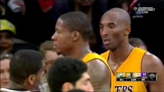 October 19, 2014 - Jazz vs. Lakers - Ed Davis And Julius Randle Double Block