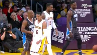 January 8, 2017 - Magic vs. Lakers - Jordan Clarkson Reverse Baseline Dunk