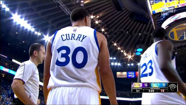 November 1, 2014 - Lakers vs. Warriors - Jordan Hill Blocks Stephen Curry