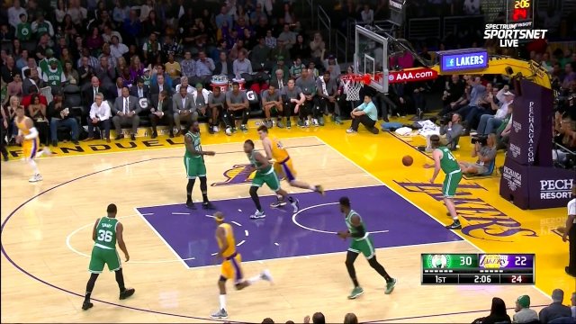 March 3, 2017 - Celtics vs. Lakers - Ivica Zubac Dunk After Great Passing