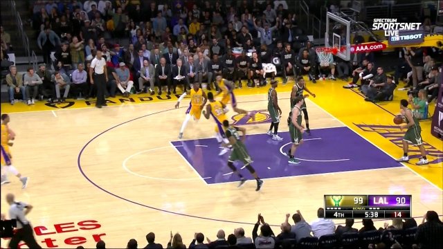 March 17, 2017 - Bucks vs. Lakers - Brandon Ingram Dunks On Malcolm Brogdon & Giannis Antetokounmpo